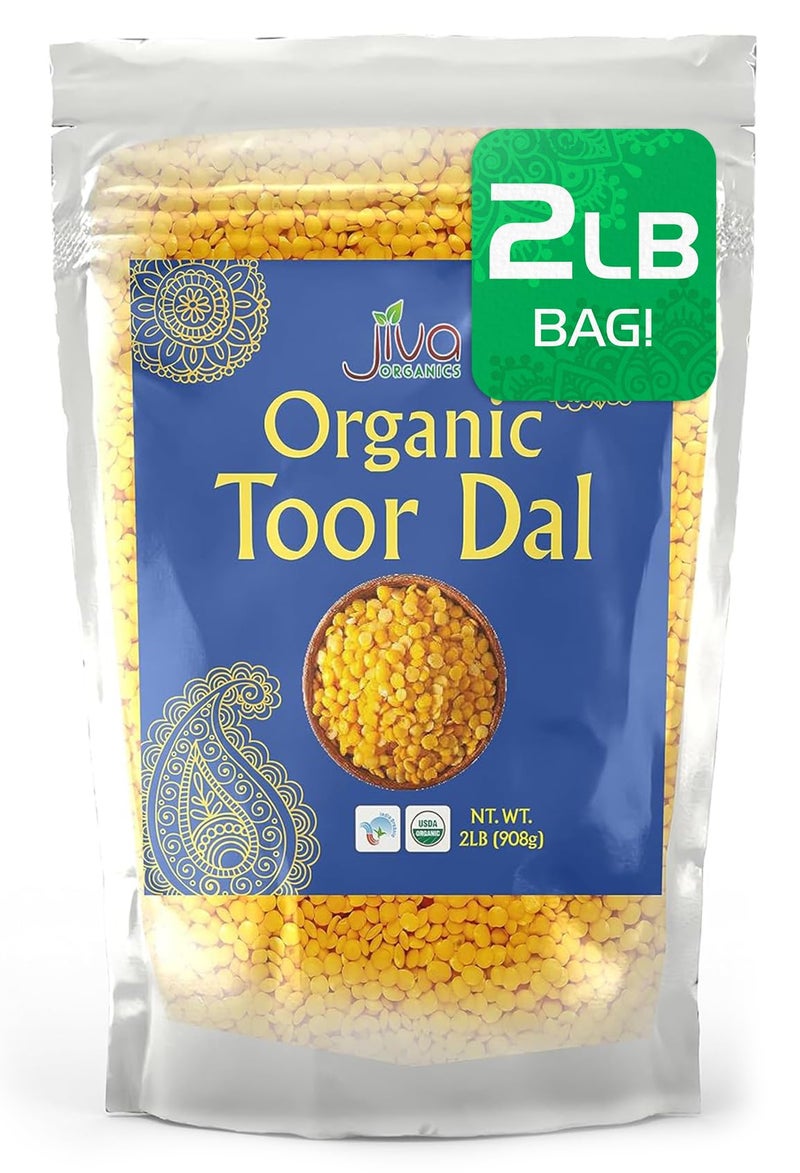 Jiva Organics Jiva Organic Toor Dal Kori, Unoily, Madhi 2 Pound Bag - Indian Split Pigeon Peas - Non-GMO, Vegan - Image 1